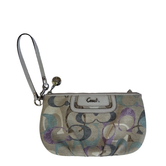 Coach optic blue purple wristlet bag